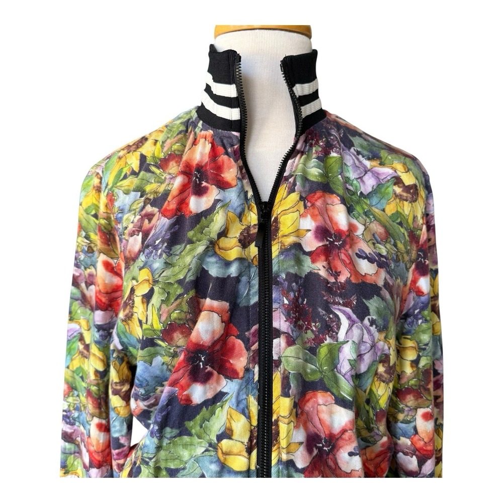 Cactus Man Ricky Singh Jacket Size Small Multicolor Floral Open Zip Front